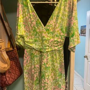 Lilly Pulitzer Green and Pink Floral Maxi Dress